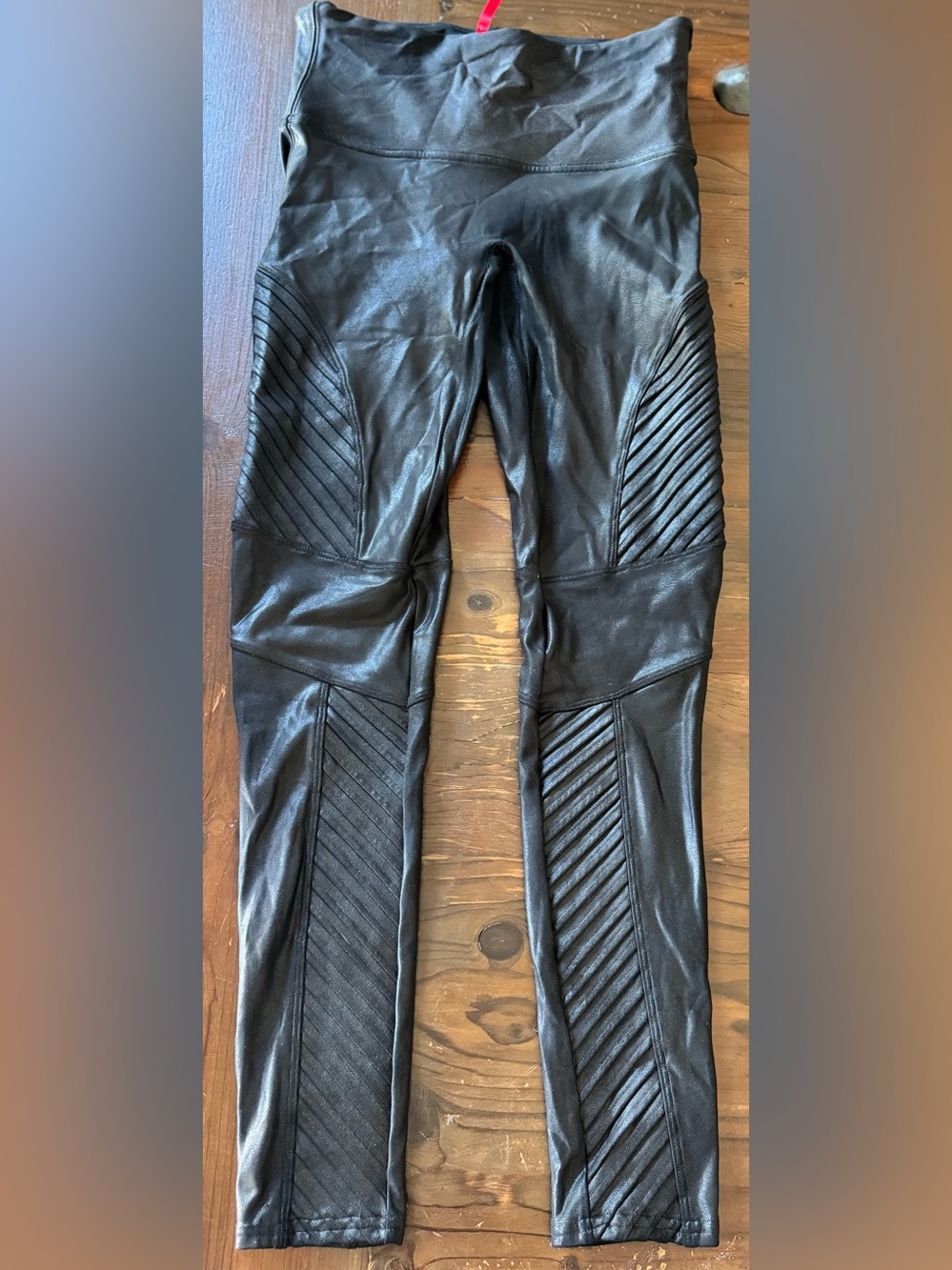 SPANX Black High-Waist Faux Leather Leggings